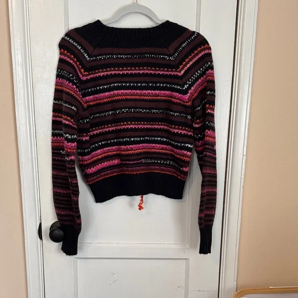Lucky Brand Women's Striped Knit Sweater - Black, Pink, Brown - Picture 3 of 4